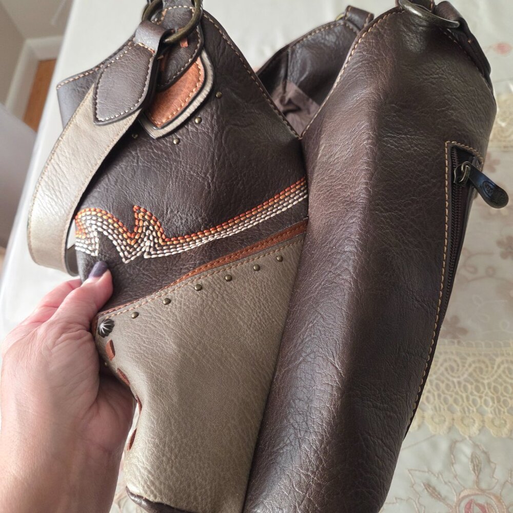 Justine Boho Brown Leather Purse - Picture 4 of 15